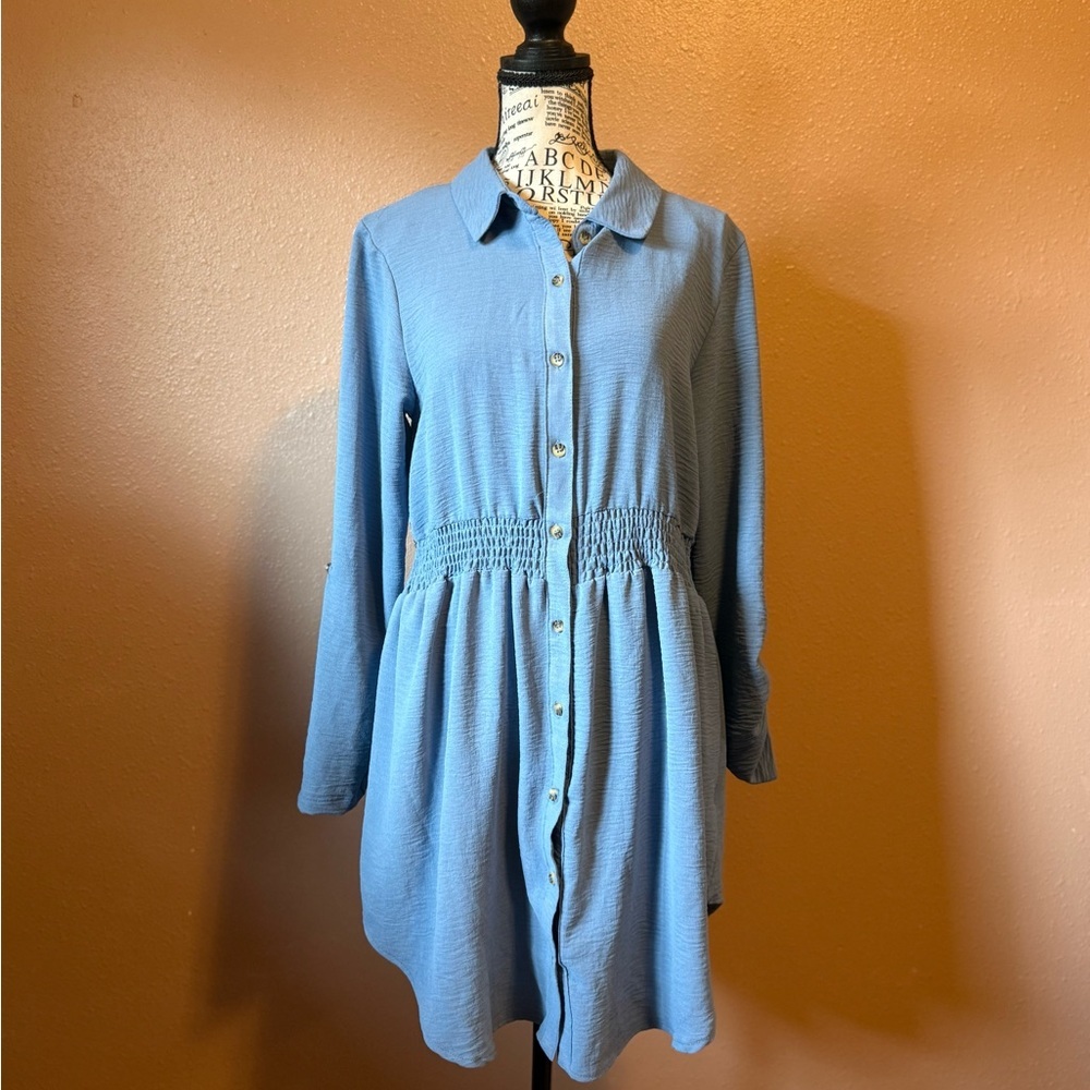 No Comment Blue Textured Dress